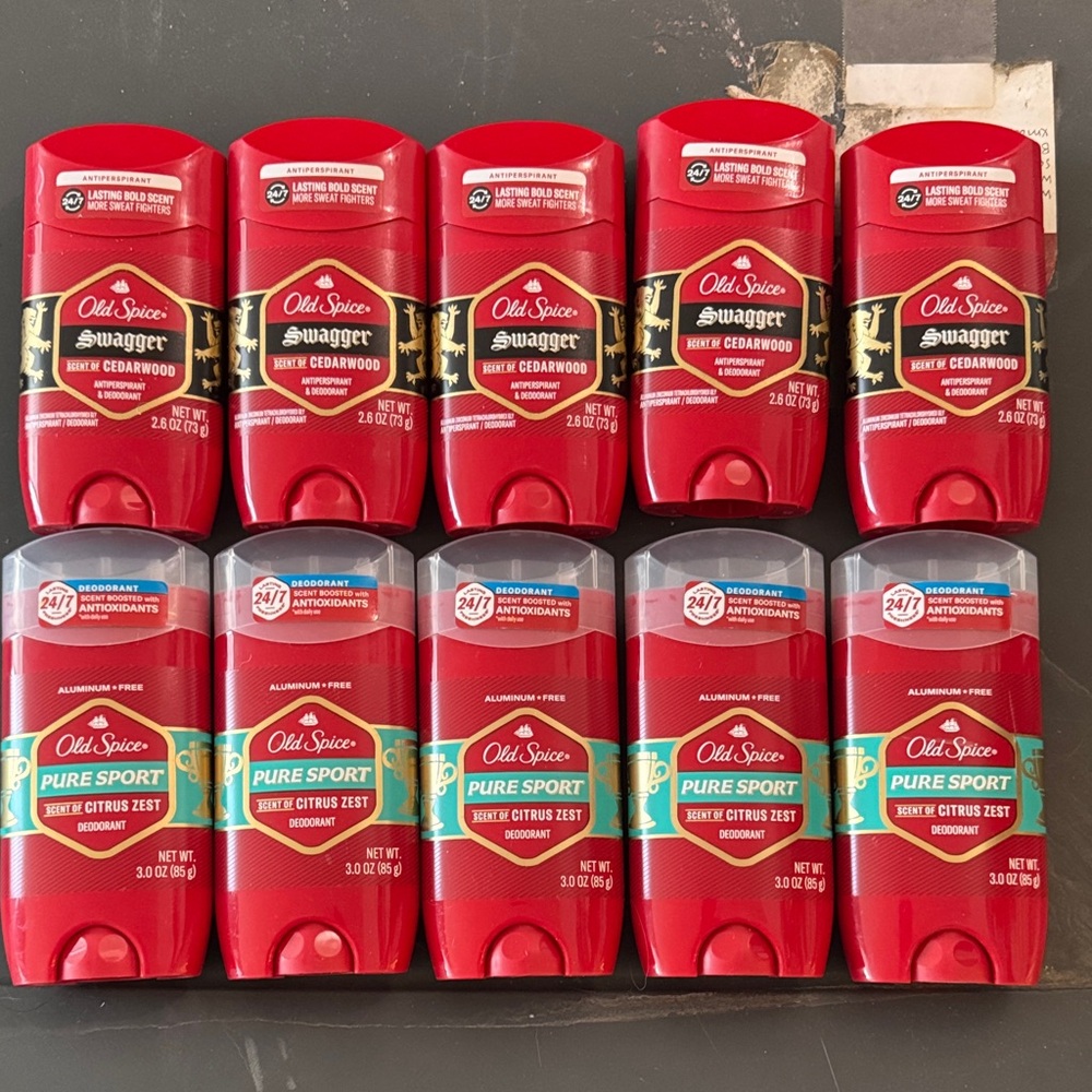 Ten (10) Old Spice Deodorant pure sport & Swagger